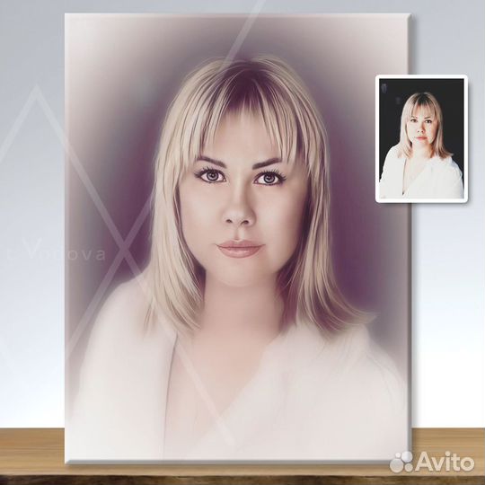 Картина портрет по фото на холсте
