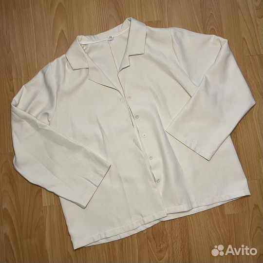 Вельветовая рубашка оверсайз бежевая