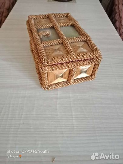 Шкатулка из соломки.Винтаж СССР