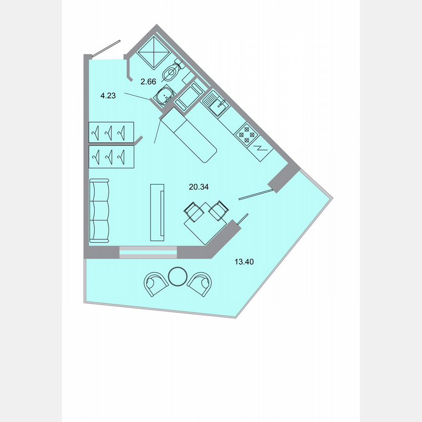 Квартира-студия, 30,5 м², 5/15 эт.