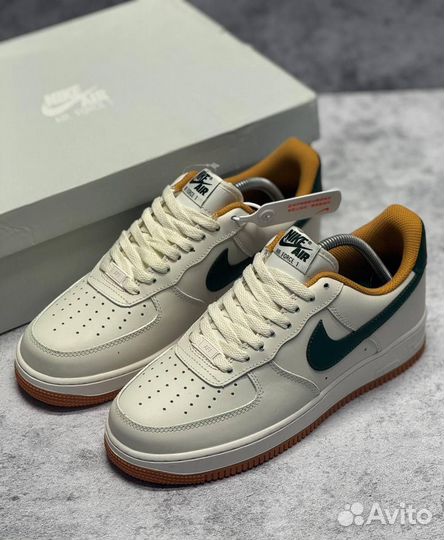 Кроссовки Nike Air Force 1 Light Brown Green (Арт.19473)