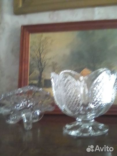 Сахарница - конфетница хрустальная