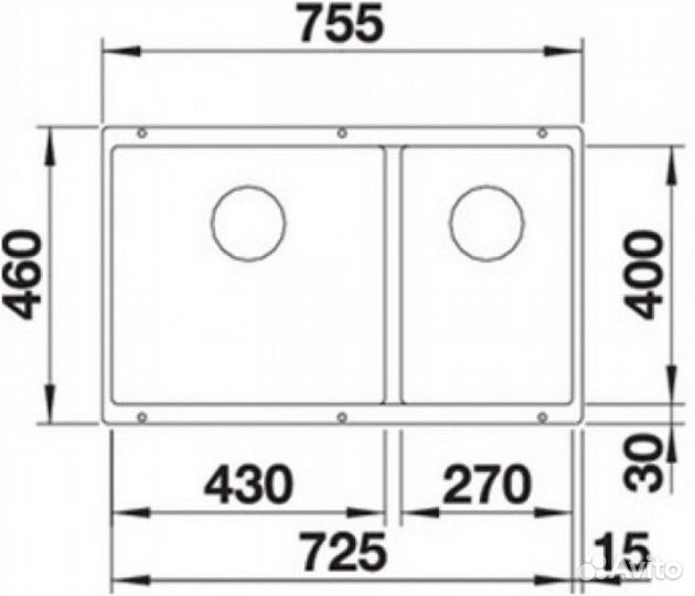 Кухонная мойка Blanco 523155 subline 430/270-U Sil