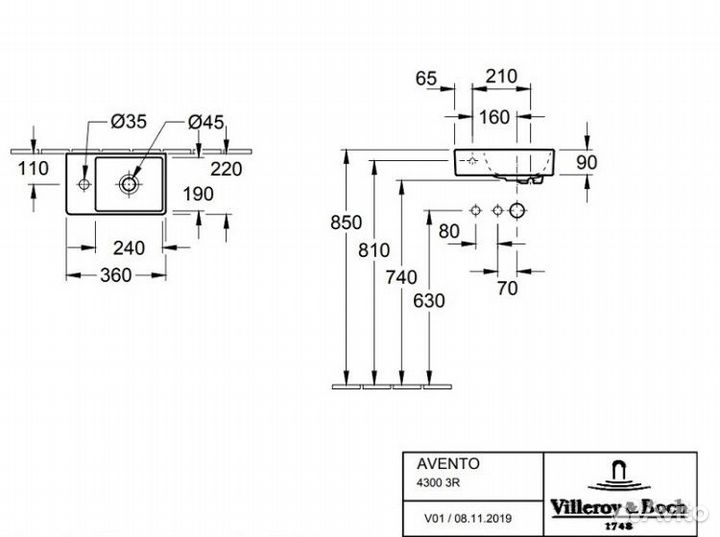 Villeroy&Boch Avento Раковина 43003R01