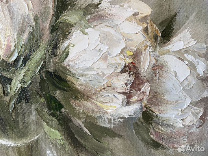 Картина маслом цветы пионы