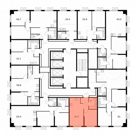 1-к. квартира, 35,7 м², 30/32 эт.