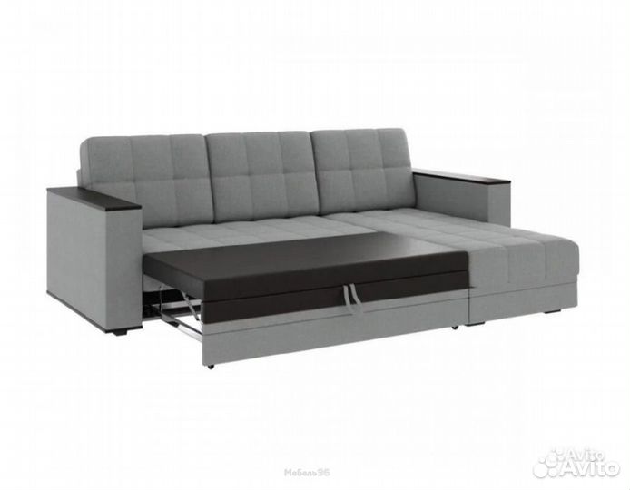 Диван угловой Атлант без столика велюр Neo 25 грей