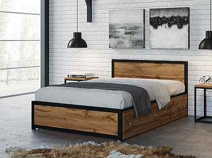 Кровать односпальная Титан Лофт 120 с ящиками