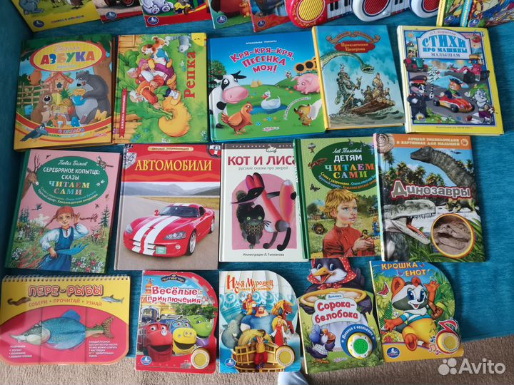 Детские книги музыкальные, книги пазлы и обычные