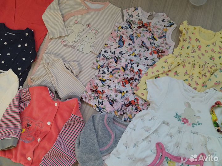 Большой пакет вещей для девочки 74 80