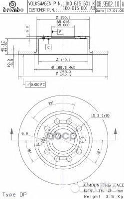 Диск тормозной UV Coated зад 08950211 Brembo