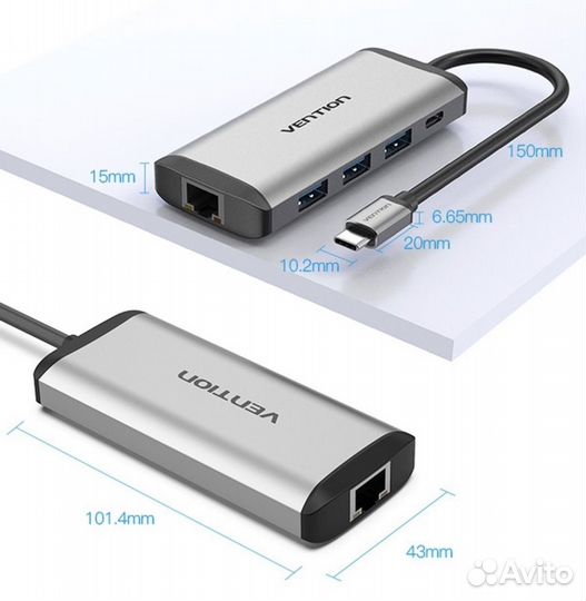 Сетевой адаптер Vention USB-C tgdhb