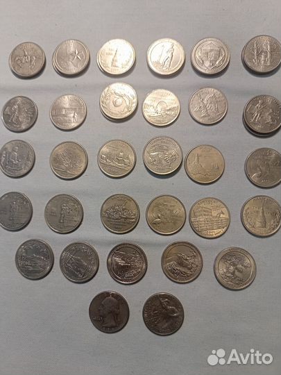 25 центов США; штаты, нац. Парки