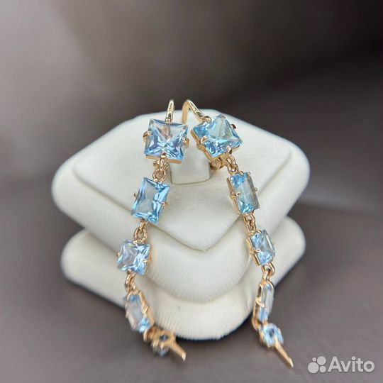 Золотые серьги с топазом 585 золото