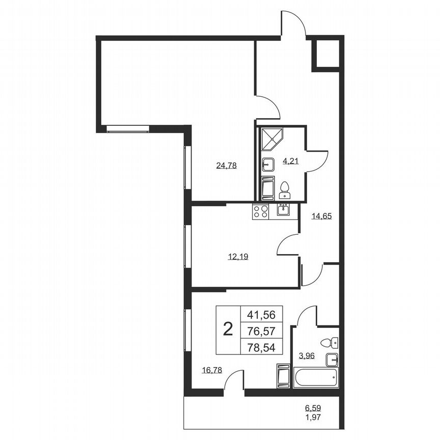 2-к. квартира, 78,5 м², 8/19 эт.