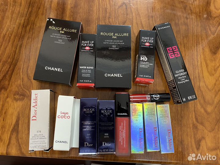 Миниатюры помад dior chanel make up for ever