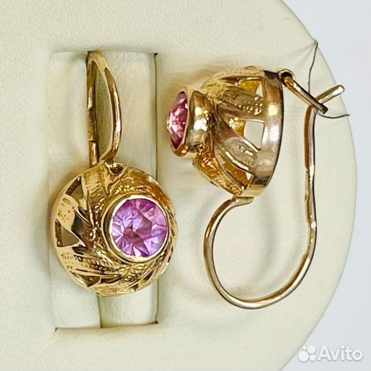 Советские золотые серьги 583 СССР с аметистом