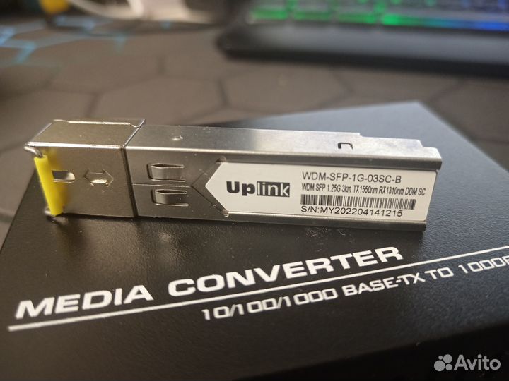 Медиаконвертер MC-1G-RJ45SFP с модулем UpLink WDM