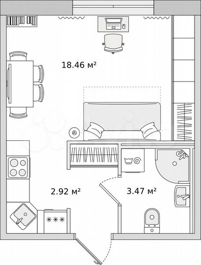Квартира-студия, 26,2 м², 1/15 эт.