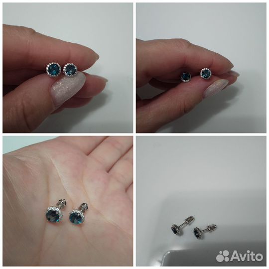 Золотые серьги белое золото