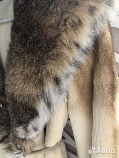 Шуба норковая с капюшоном из рыси Италия