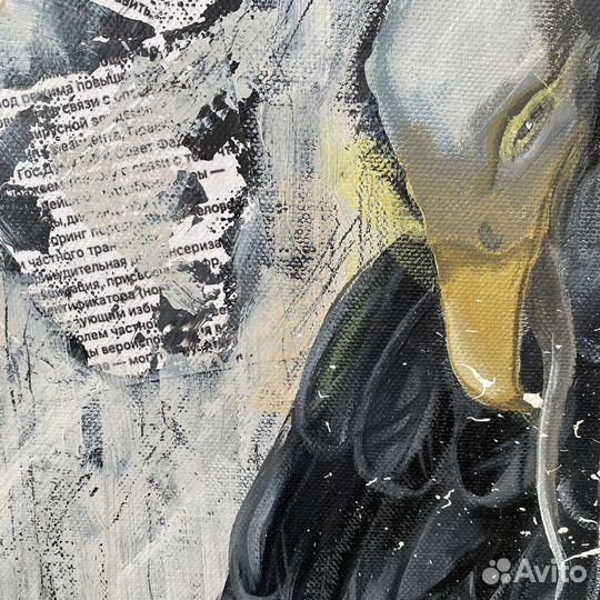 Картина 70х70см, акрил, коллаж, 2020