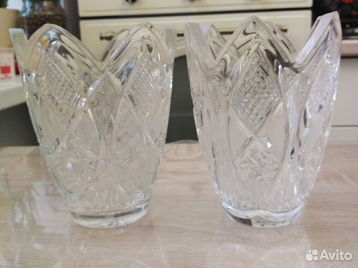 Пара хрустальных ваз. СССР