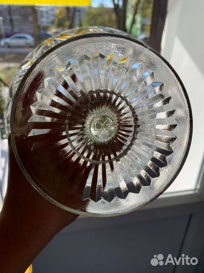 Ваза на ножке стекло старинная