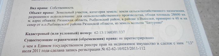 Участок 2,86 га (СНТ, ДНП)