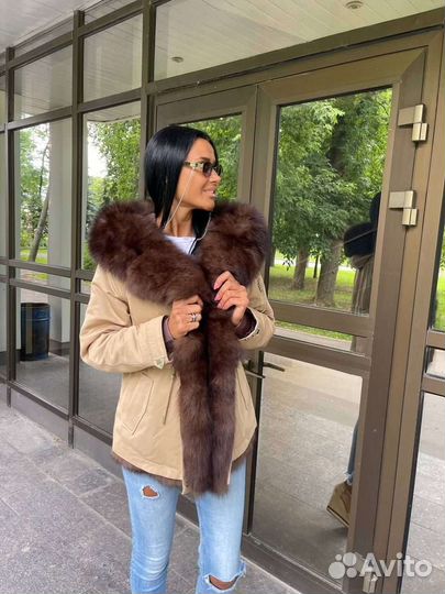 Парка женская с натуральным мехом теплая