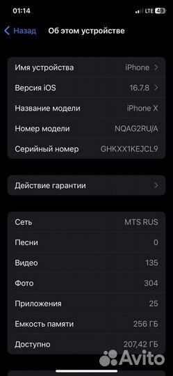 iPhone X, 256 ГБ