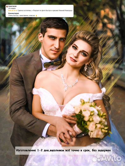 Портрет по фото на холсте подарок Москва