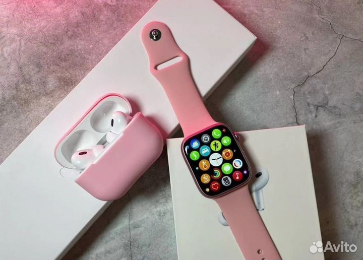 Apple Watch 8 + AirPods Pro 2 (Розовый комплект)