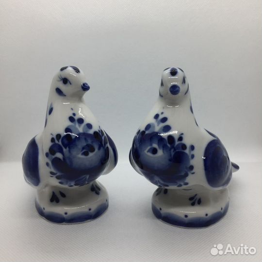 Скульптура гжель пара голуби