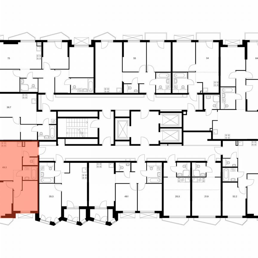 2-к. квартира, 49,4 м², 8/23 эт.