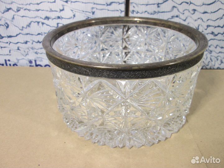 Конфетница фруктовница ваза хрусталь мельхиор СССР