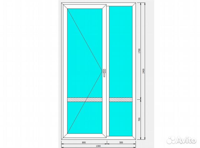 Окно пвх Балконный блок 1300x2400 в сталинский дом