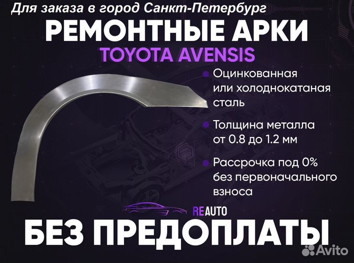 Ремонтные арки на Toyota avensis передние