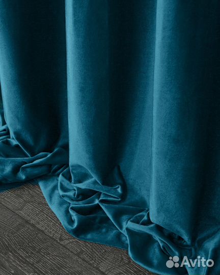 Шторы бархат Беллиссимо бирюзово-синий