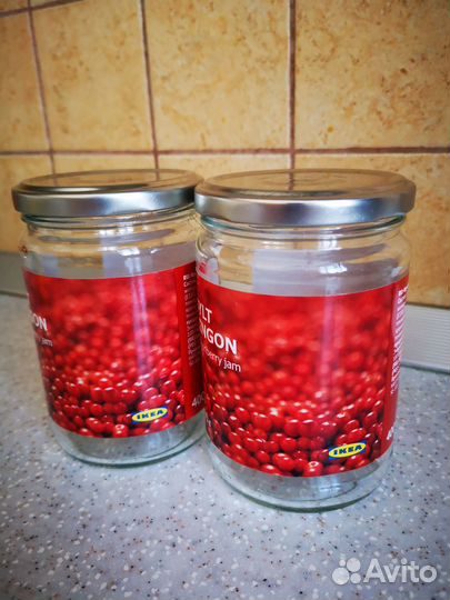 2 пустые 400гр банки Икеа Клюквенное варенье