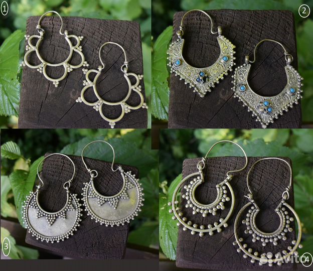 Серьги этно хиппи ретро бохо винтаж ретро готика