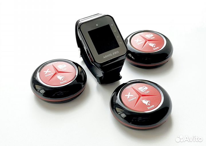 Премиальная кнопка вызова официанта и часы