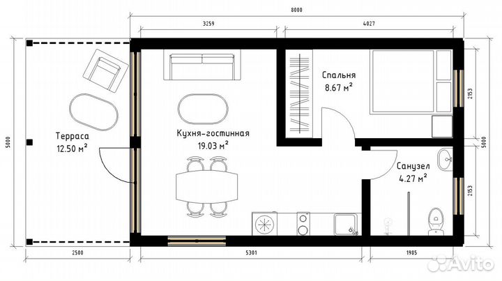 Каркасный дом 40 м² под ключ