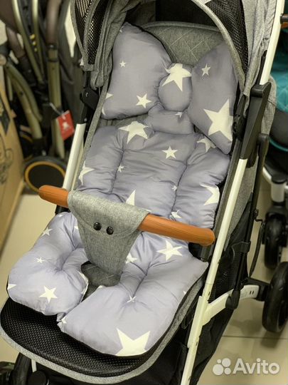 Матрасик универсальный, серые звезды