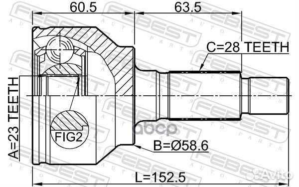 ШРУС наружный 23X58.6X28 mazda 3 BL 2009-2013 0