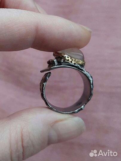 Серебряное кольцо с розовым кварцем