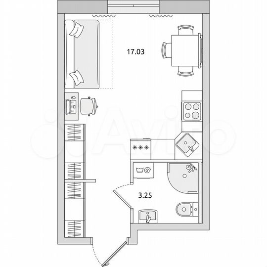 Квартира-студия, 23,6 м², 2/21 эт.