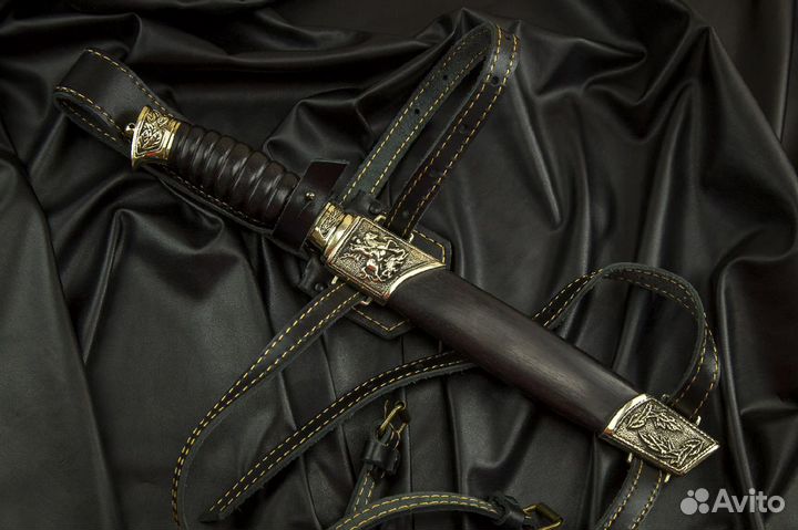 Нож Пластунский дамасская сталь деревянные ножны