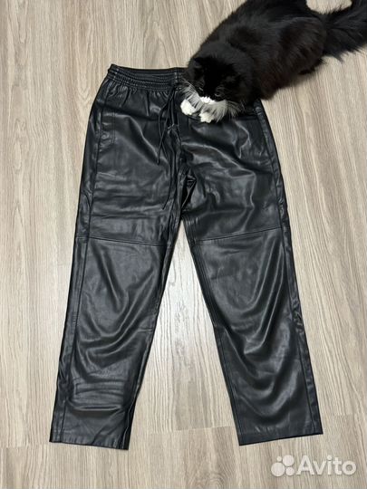 Брюки кожаные mango