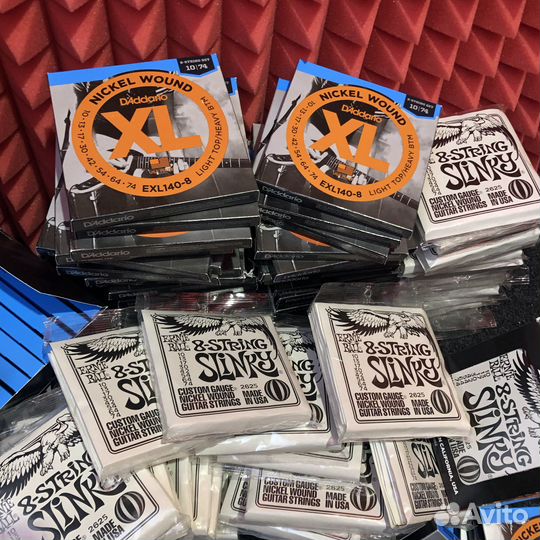 100 сетов 8 струн 10-74 D'Addario и Ernie Ball